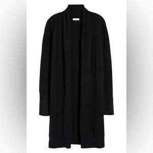 Leith Cozy Long Cardigan Open Front Shawl Soft Knit Lightweight M Black